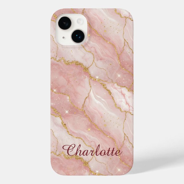 Personalized Modern Rose Quartz Marble Gold (Verso)