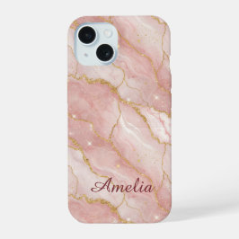 Personalized Modern Rose Quartz Marble Gold