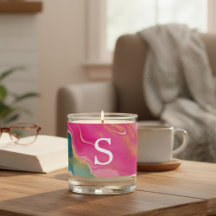 Personalized Monogram Pink and Teal Glitter