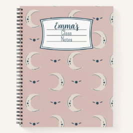 Personalized Moon Pattern Spiral Notebook 8.5x11