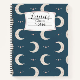 Personalized Moon Pattern Spiral Notebook 8.5x11 