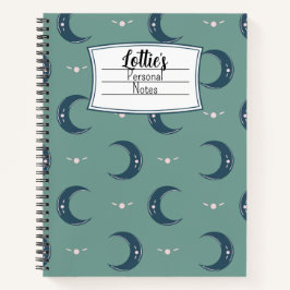 Personalized Moon Pattern Spiral Notebook 8.5x11 