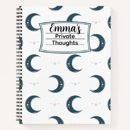 Personalized Moon Pattern Spiral Notebook 8.5x11