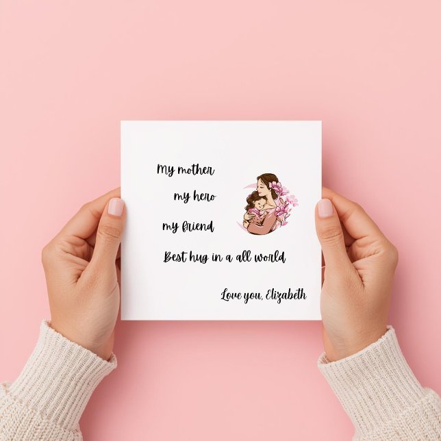 Personalized Mother's Day Mom's Hug Flat Card (Criador carregado)