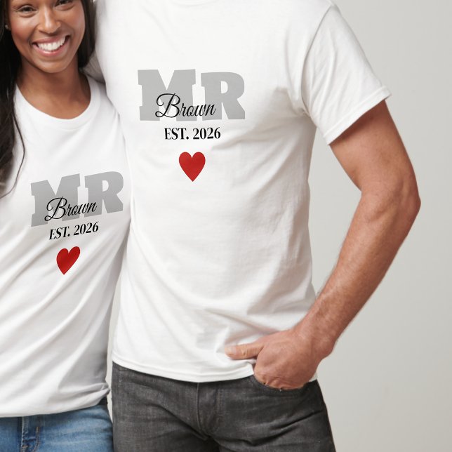 Personalized Mr Wedding Shirt Red Heart t-shirt (Criador carregado)