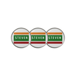 Personalized Name Ball Markers Retro Stripe Badge