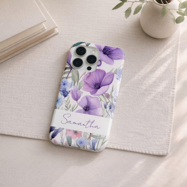 Personalized Name Purple Floral Elegant (Criador carregado)