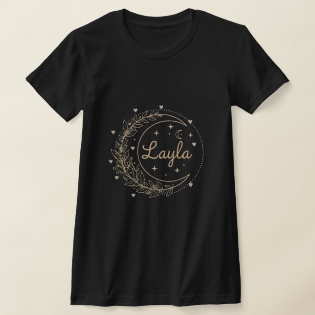 Personalized Name T-Shirt - Elegant Crescent Moon (Postura )