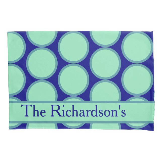 Personalized Navy Mint Polka Dot Pattern Modern  (Frente)