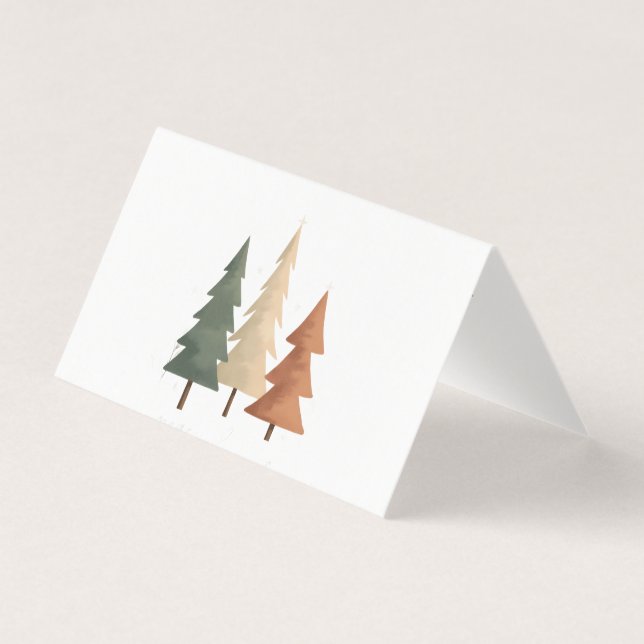 Personalized Peaceful Pines Folded Christmas Card (Frente)