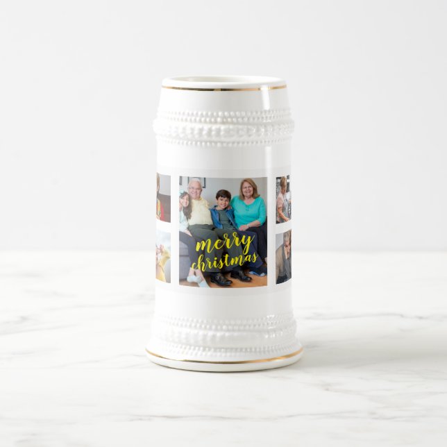 Personalized Photo Christmas Collage Beer Stein (Centro)
