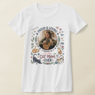 Personalized Photo & Name T-Shirt For Cat Mom