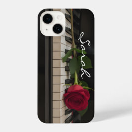 Personalized Piano with a red rose - romantic