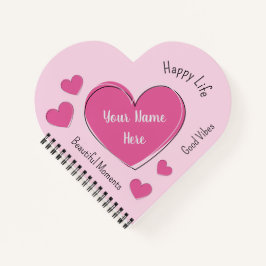 Personalized Pink Heart Notebook & Sketchbook