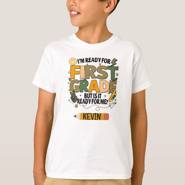Personalized Ready For First Grade T-Shirt (Frente)