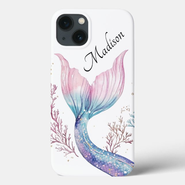 Personalized Shimmering Mermaid Tail Phone Case (Verso)