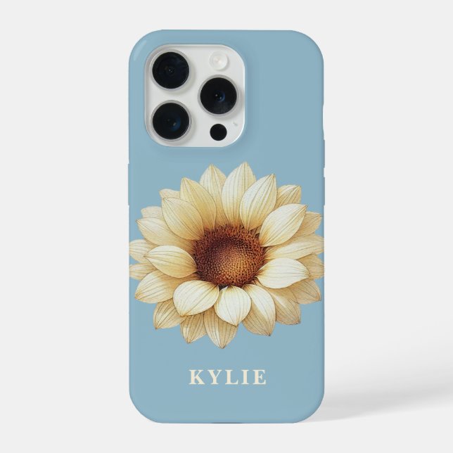 Personalized Sunflower Name Blue Phone Case (Verso)