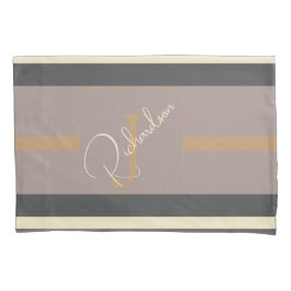 Personalized Taupe Gold Stripe Modern Neutral Chic