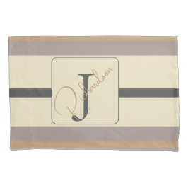 Personalized Taupe Gold Stripe Modern Neutral Chic