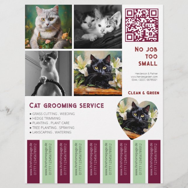 Personalized Tear Off Flyer Cat QR code  (Frente)