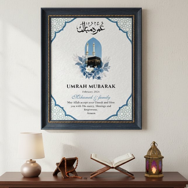 Personalized Umrah Mubarak Islamic Wall Art Poster (Criador carregado)