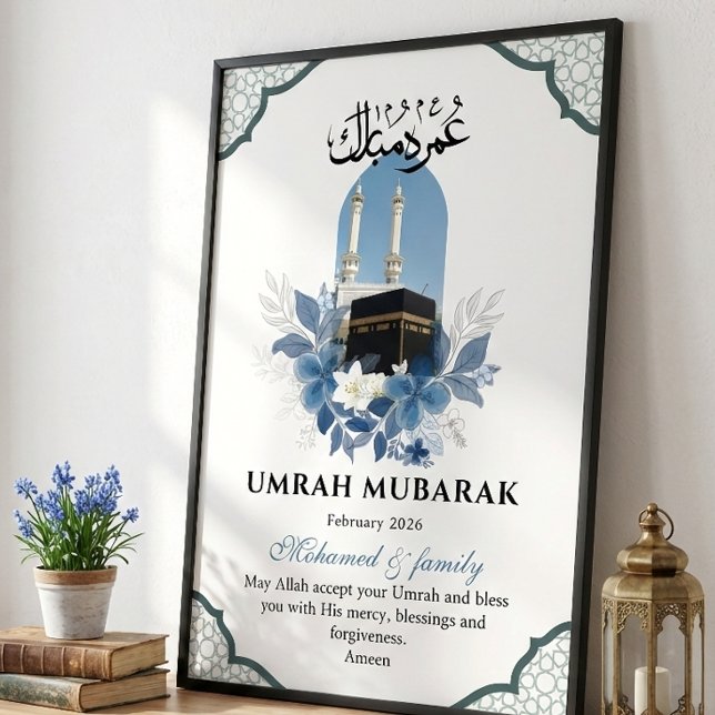 Personalized Umrah Mubarak Islamic Wall Art Poster (Criador carregado)
