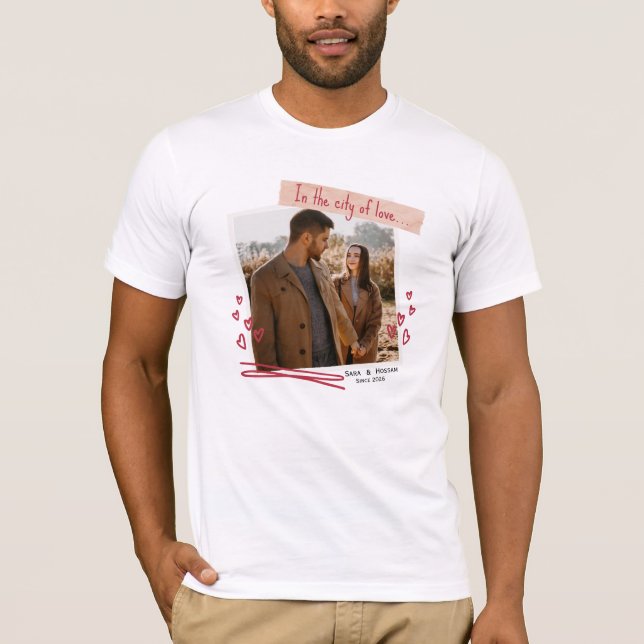 Personalized Valentine T-Shirt with Photo & Names (Frente)