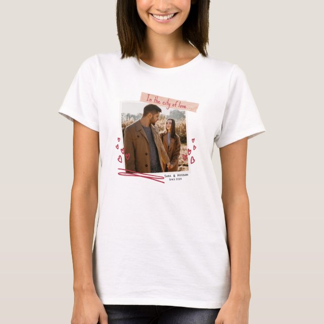 Personalized Valentine T-Shirt with Photo & Names (Frente)