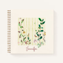 Personalized Watercolor Striped Floral