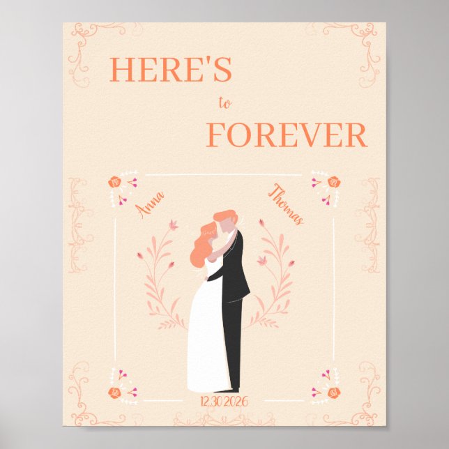 Personalized Wedding Poster – Illustrated Couple (Frente)
