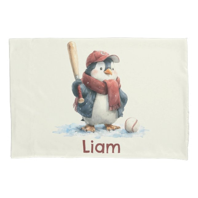 Personalized Winter Penguin Baseball Kid (Frente)