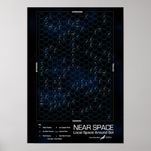 Perto do Estrela-Mapa do poster do hexágono do