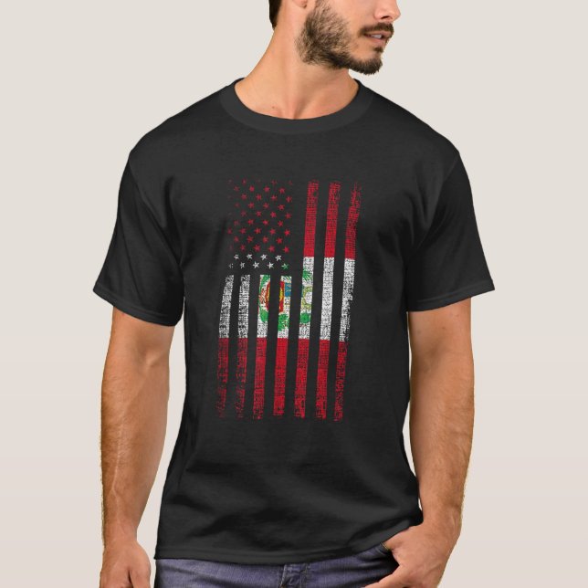 Peru EUA Orgulho Peru - Camisa de bandeira america (Frente)