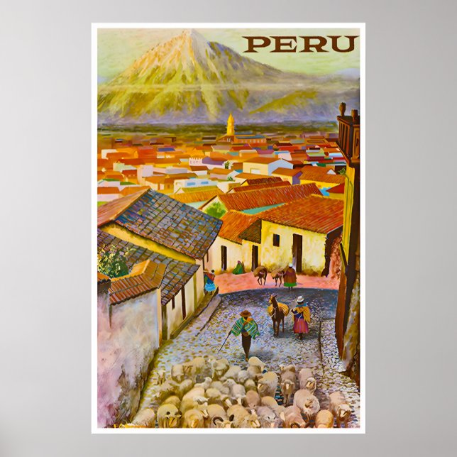 Peru Print Travel Poster Peruvian Art (TR14)a (Frente)