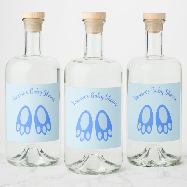 Pés de Coelho Azul Adorável Bebê Menino Páscoa Chá (Garrafas)