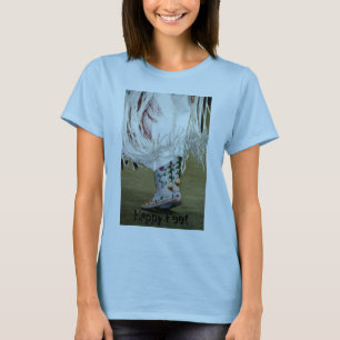 Pés felizes do t-shirt