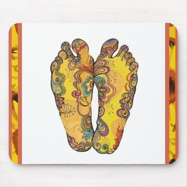 Pés felizes Mousepad do hippy de Tappin (Frente)