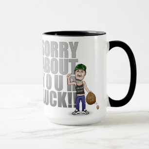 Pesaroso sobre sua caneca da sorte