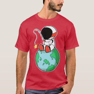 Pesca Astronauta Em T-Shirt Com Prêmio Da Terra