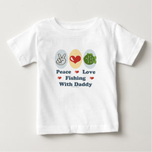 Pesca do amor da paz com a camisa infantil do pai
