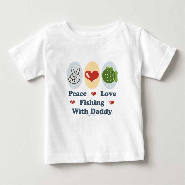 Pesca do amor da paz com a camisa infantil do pai (Frente)