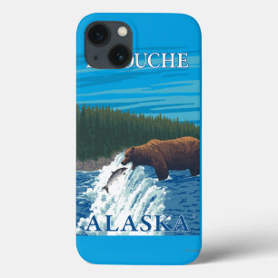 Pesca do urso no rio - Latouche, Alaska