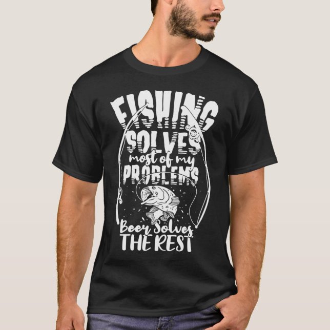 Pesca  Pesca E Cerveja Camiseta Divertida De Citaç (Frente)