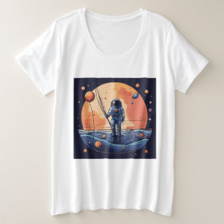 "Pescador Cósmico: T-Shirt Minimalista Astronauta