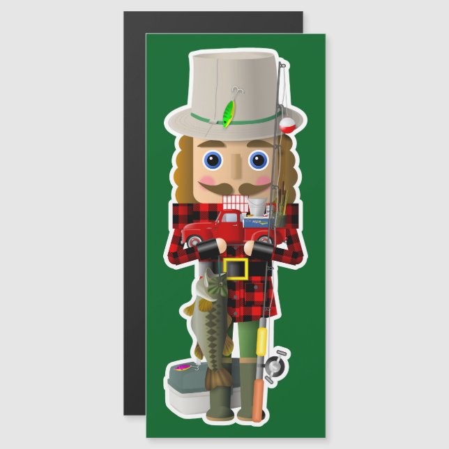 Pescador Nutcracker com Pequeno Caminhão Vermelho (Frente/Verso)