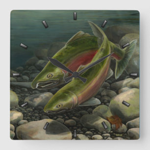 Pescador Relógio Coho Salmão Peixes Muros Presente