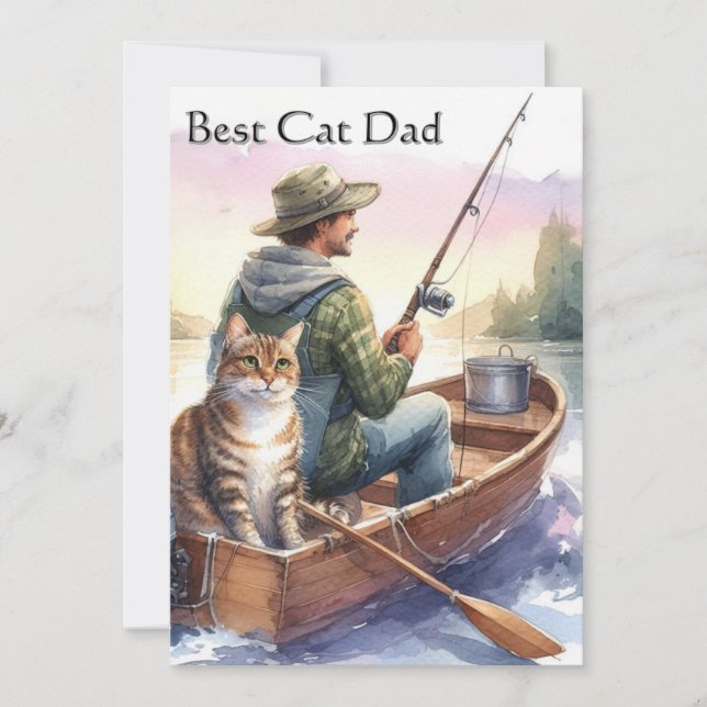 Pescando com o Papai Melhor Papai de Gato Cartão P (Frente)