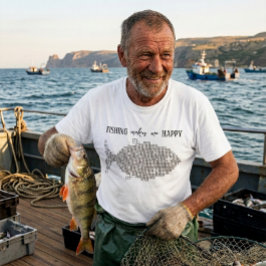 Pescaria Me Faz Feliz Camisa de Peixe de Palavras 