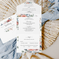 Pêssego Azul Dusty Casamento Blush e RSVP Perfurad