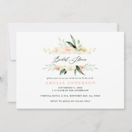 Pêssego chá de panela floral de aquarela verde